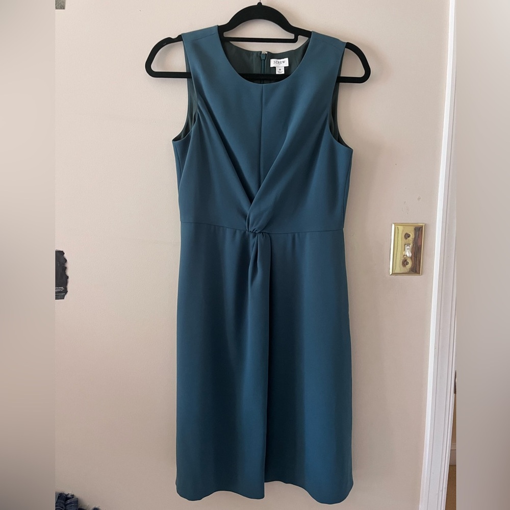 J. Crew Green Knot-front sheath dress